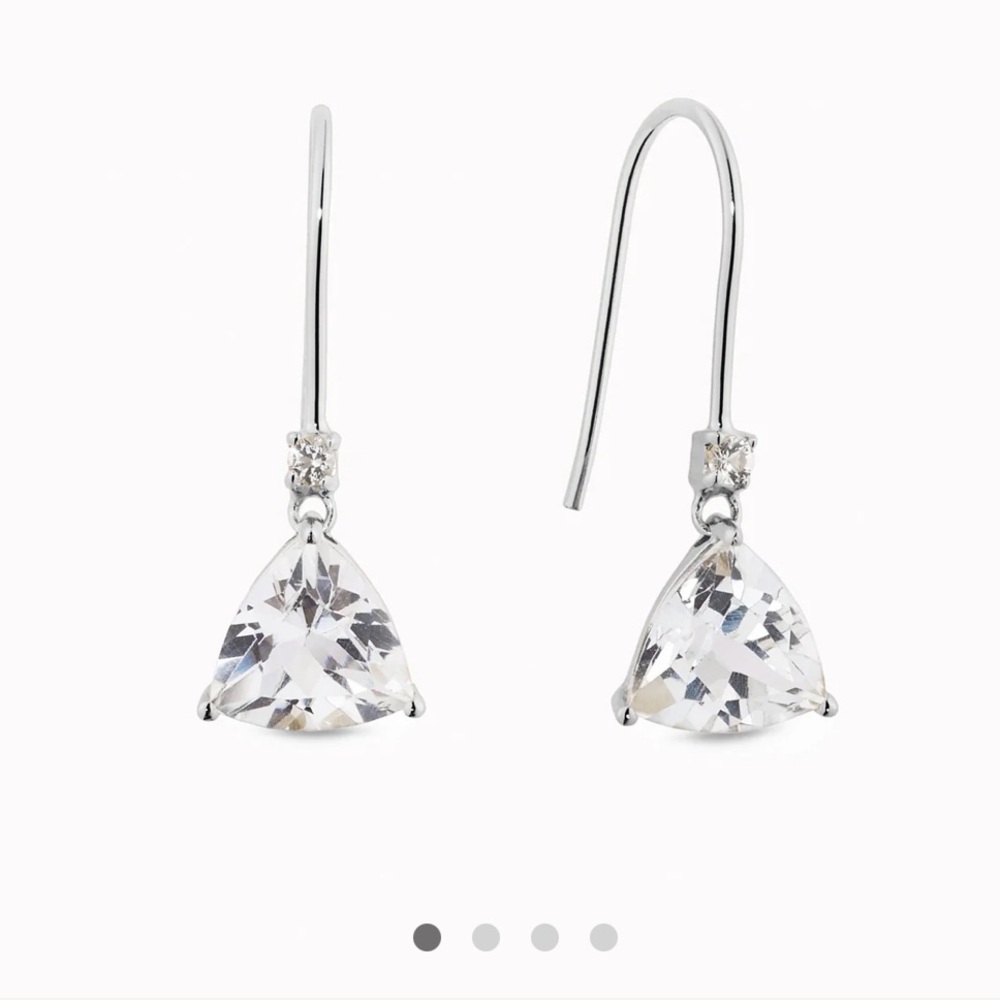 Linjer Trillion Cut Earrings White Topaz Silver - Tuva